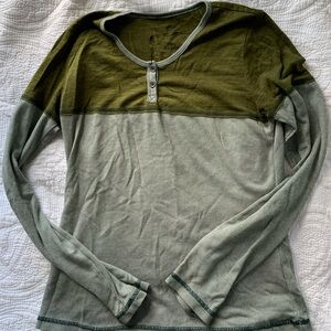 Green and white mixed pattern funky boho hippy long sleeve shirt